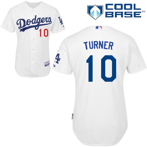 Justin Turner #10 Youth Baseball Jersey-L A Dodgers Authentic Home White Cool Base MLB Jersey
